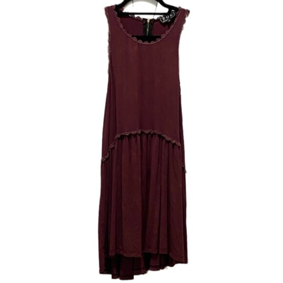 POL Tops - POL Burgundy Lace detail Babydoll Tank Top Summer Beach Vacation Size Medium GUC